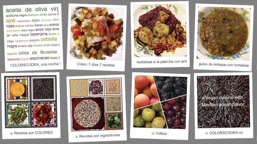 composition of several photographs with recipes and subtitles to indicate the different sections of the blog.