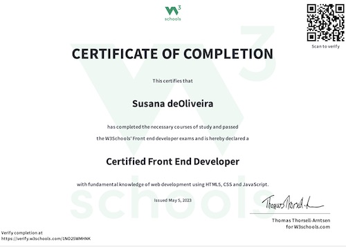 Front End Developer Certification