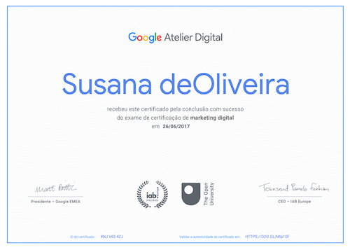 Certificate Marketing Digital | 2017