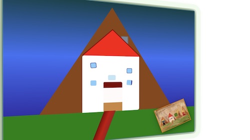 A house design using positioned elements.