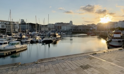 View of the port in La Coruña, Spain